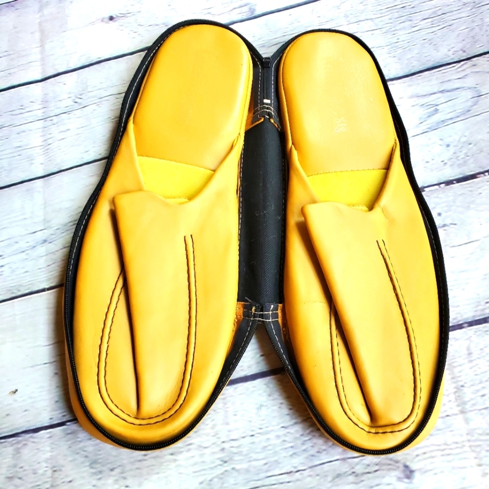 CADILLAC MEN'S LEATHER SLIPPERS TAN/GOLD SIZE XLG